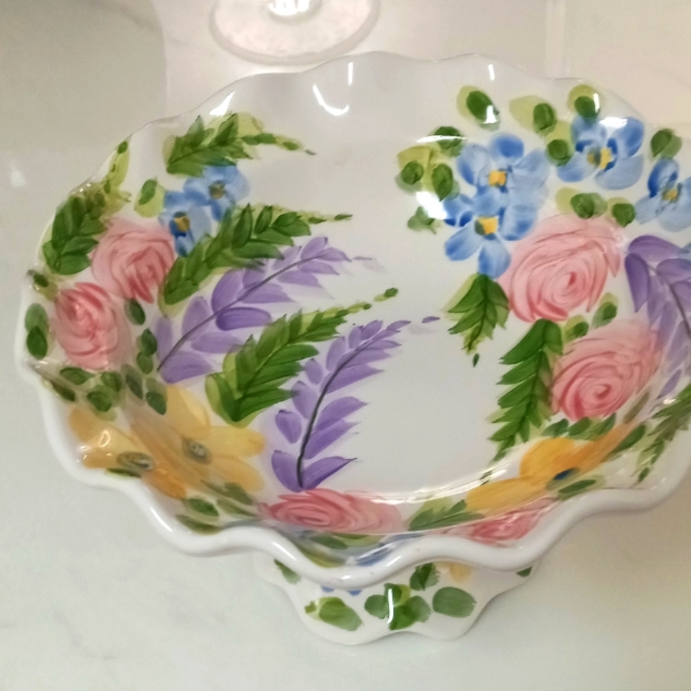 Tabletops unlimited jardinere compote bowl 10" Stunning Vintage English Garden
